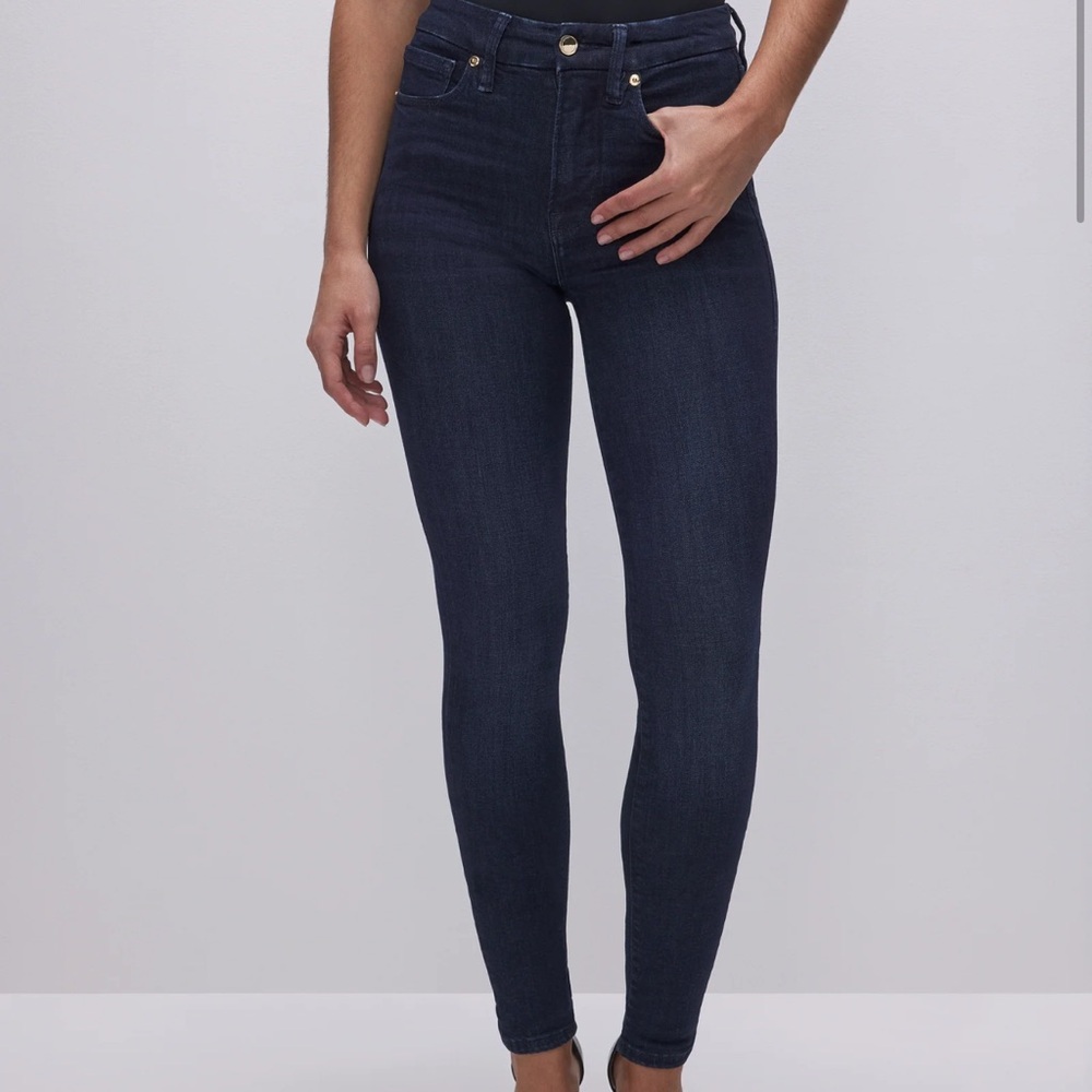Good American Good Legs Straight Dark Denim Jeans - Picture 11 of 11